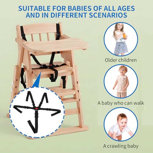 Miniatura 6 de Leruiyezs Arnés De Seguridad Silla Niño Con Sistema De 5 Puntos Correas Para Trona Infantil Ajustable Negro Compatible Con Hauck Stokke Para Tripp Trapp Roba Práctica Arnés Trona Tela