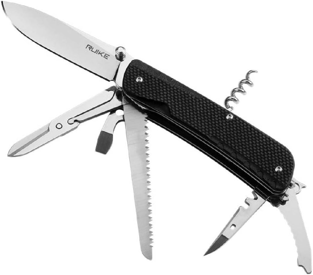 RUIKE LD42-B Black G10 Multi-Pocket Knife Folding 3.5" Mirror Blade &