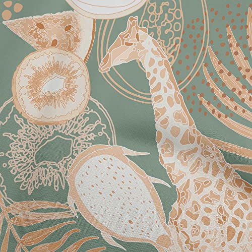 oneOone Rayon Olive Green Fabric Tropical Solid Furits Animals with Leaves Sewing Craft Projects Fabric Prints By Yard 56 Inch Wide