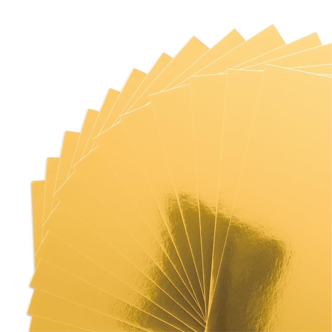60 hojas de papel de cartulina de espejo dorado, 8.5 x 11 pulgadas (250 g/m²), tablero de lámina dorada con acabado metálico para manualidades, invitaciones y decoraciones, compatible con troquelado y