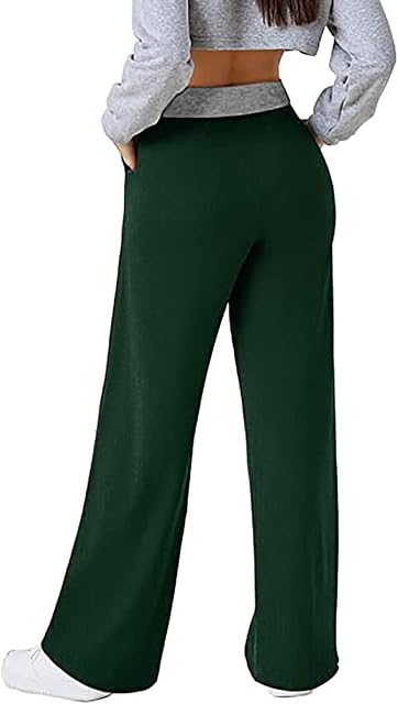 Womens Straight Leg Sweatpants Casual Ladies Loose Elastic High Waist Lace Up Wide Leg Long Pants Comfy Soft Daily Work Yoga Running Jogger Sports Trousers UK Christams