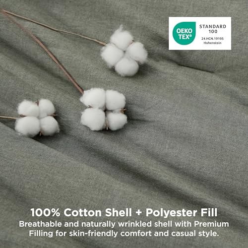 Bedsure-Comforter-Set-Queen-Size-Grayish-Olive-Green-Cotton-Fabric-with-Microfiber-Inner-Fill-Queen-Comforter-Set-for-All-Seasons-3-Pieces-1-Comforter-90x90-and-2-Pillow-Cases-20x26