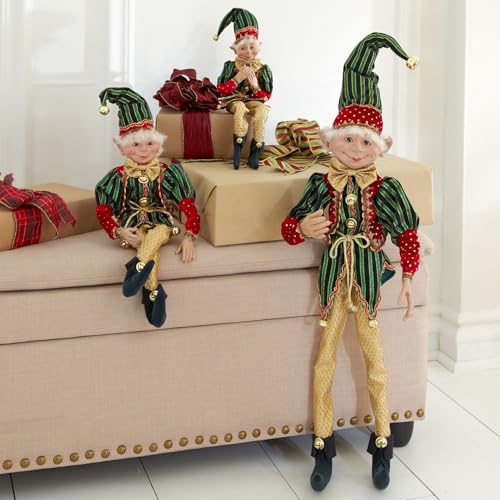 BrylaneHome 24" H Posable Christmas Elf - Red Green Gold