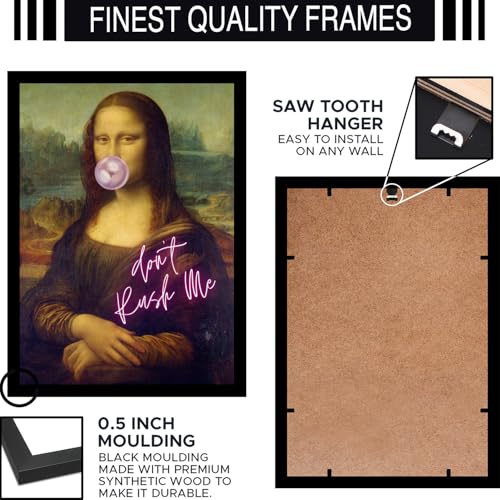 Image of BLINKART Framed Photo - Dont Rush Me Mona Lisa | Altered Art Theme | Motivational & Inspirational Wall Art Poster for Home, Bedroom, Living Room, Office, Hotel & Gifting - 12x8 Inch