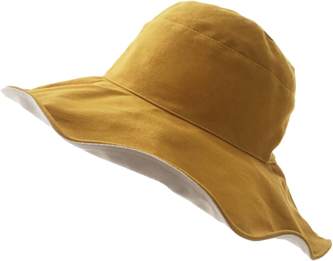 Double-Sided UV Protection Bucket Hat Women’s Summer Fisherman Sun Hat Yellow Beige 1pcs Outdoor Beach Travel Cap