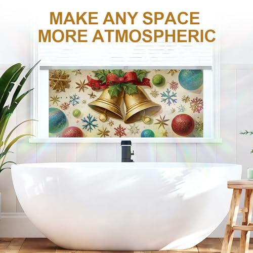 Image of Gold Bells Holly Christmas Window Film 39.37x17.32in Cling