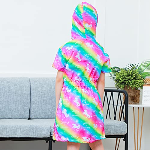 Pashop Swim Cover Ups For Girls Terry Cover Up Swimwear Hoodie Zipper Cover-Up (Unicorn, 4-5 Years) #TOP3