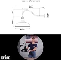 Vista 2 de Steel Lighting Co. Gardena - Luz de granero Montaje en pared al aire libre Cúpula de 16 pulgadas Cuello de cisne de 23 pulgadas Luz