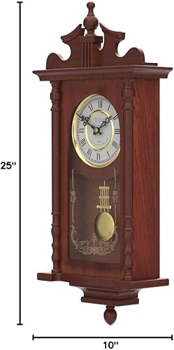 Miniatura 4 de Bedford Collection Redwood Finish - Reloj de pared de 25 pulgadas con péndulo y campanilla