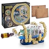 URGEAR Ideas Piratenschiff im Flaschen-Bausatz Flying Dutchman Schiff in Flasche, Sammler Display Modell mit LED, Dekor Spielzeug Geschenk, Kompatibel mit Lego Bauspielzeugsets (1100 Teile)