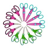 Blunt Tip Kids & Paper Edge Scrapbooking Craft Scissors Mix Set of 12 Pack, Small Safety Kid Scissor