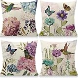 Cirzone Kissenbezug 45x45 4er Set Outdoor Kissen Leinen, Boho Deko für Deko Wohnzimmer, Garten, Balkon