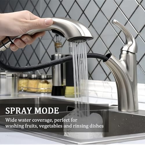 SEIDO Kitchen Faucet Sprayer Head Replacement, 2-Function Sink Sprayer Replacement, Pull Down Kitchen Faucet Head with G1/2(13/16 inch) Male Thread, Brushed Nickel Kitchen Sink Aerators by SEIDO - Used condition - Image 2