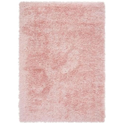 Image of Premium Microfiber Soft Pink Shag Rug 7x10 Feet Featuring Dense Fluffy Texture, Anti Skid Support and Durable Handmade Quality for Living Room, Bedroom and Hallway