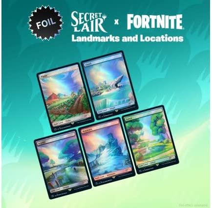 Wizards of the Coast Magic: The Gathering Secret Lair Fortnite Landmarks and Locations (Foil Edition) 5-Piece Card Set
