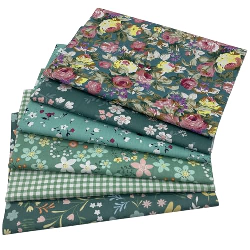 Miniatura 2 de Uooom 6pcs 50 X 50 Cm, Diseño De Retales Algodón Tejido Diy Hecho A Mano Costura Quilting Tela Diseños Diferentes Azul Verde