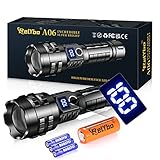 Relybo Taschenlampe Aufladbar,XHP90 450000 Lumen Taschenlampen Led Aufladbar Usb, 5 Lichtmodi für Camping Wandern Notfälle