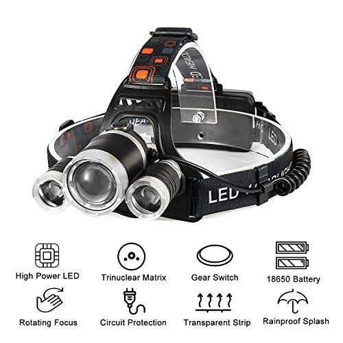Headlamp, IKAAMA 6000 High Lumens Brightest Head Lamp, 18650 USB Rechargeable LED Work Headlight Flashlight Waterproof Flashlights 4 Modes Headlamps for Adults Running Camping Fishing Hiking Biking - Thumbnail 4