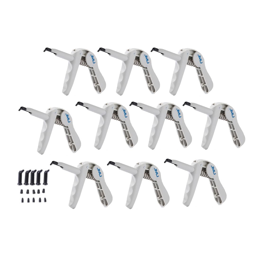JMU 10 Pack Dental Composite Gun Dispenser Applicator Autoclavable, Comes with 50 Unidose Copsules Cartridge Tips, Plastic Caps