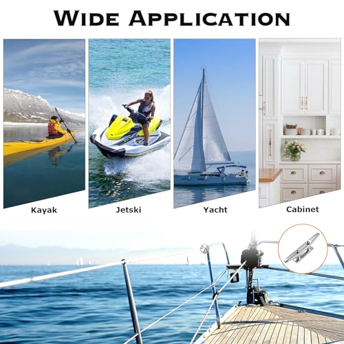 CHANGE MOORE Boat Cleat Open Base Boat Cleat, Dock Cleats 5 inch Dock Cleat 316 Stainless Steel Boat Mooring Accessories, Include Installation Accessories 2pcs Boat Cleats, 4 Nuts 4 Bolts 4 Screws