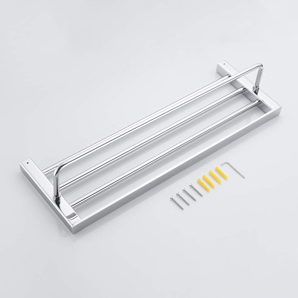 Ibergrif Plinto, Wall Toallero Múltiple Cuadrado, Estantes de Latón, Repisa de Baño, Plata
