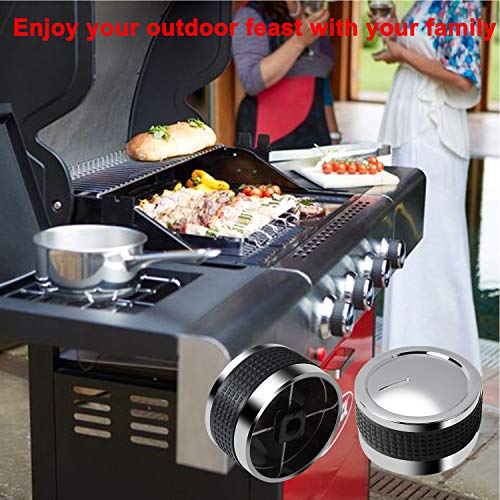 Gas Grill Universal Knobs, Grill Control Knob Replacement Chrome Plated Plastic With Nonslip Grip Fit For Bbq D-Shape Valve Stem Design Gas Burner #TOP5