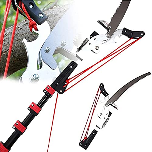 Professional Telescopic Pole Saws Tree Pruners Extendable Pruning Saw Gardening Landscaping Branch Saw Lopper Tools Telescopic Rod Saw with Steel Blade Saw and Nylon Cord,7.2M/24FT