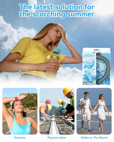 Image of Neck Cooling Tube Wraps Ice Ring Neck Cooler Personal Ice Pack Wrap for Hot Weather Gel Reusable Wearable Gel Cooling for Summer Heat Hot Flashes Freezer Below 64.4℉