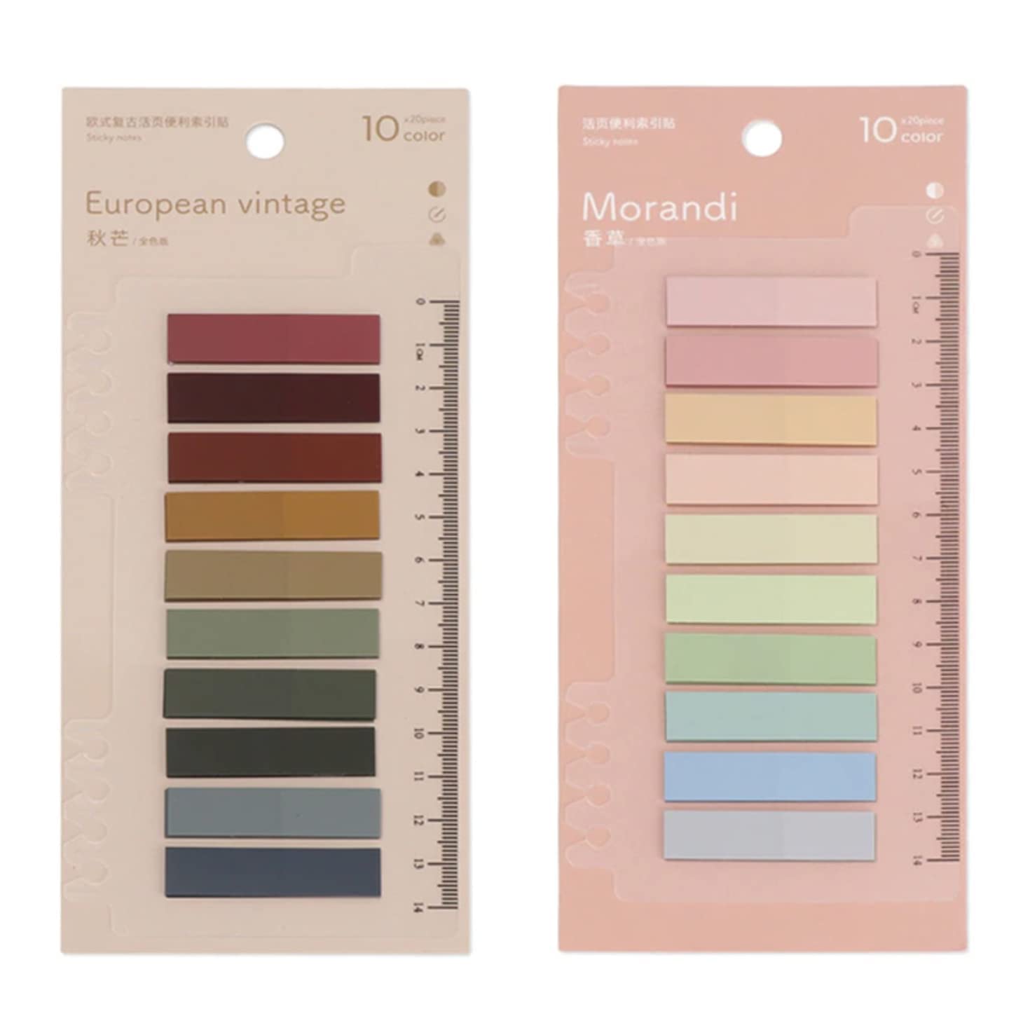 400 Pieces Sticky Tabs | 20 Colors Book Tabs | Colorful Book Markers with Ruler | Page Tabs Sticky Flags File Index Tabs Office Stationery | Writable Sticky | Morandi Soothing Colors