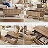 mopio Brooklyn Coffee Table, Lift Top Coffee Tables for Living Room, Mid Century, Modern Farmhouse Center Table with Lifting Top & Hidden Storage, Fluted Panel, Rising Pull Up (Oak Fluted)