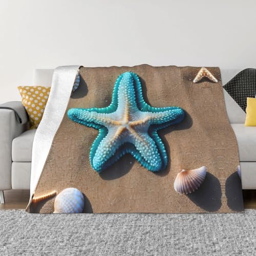 Couverture canapé flanelle douce coquillages contre les frissons