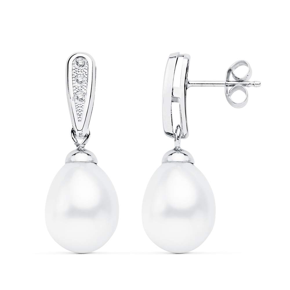 Alda JoyerosPendientes Perlas Lágrima Oro Blanco 24 MM Joyas Novia Boda