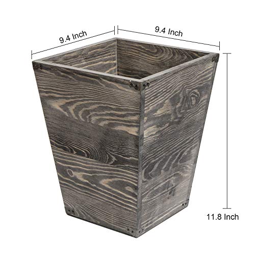 Vergoodr Farmhouse Style Wooden Square Trash Can With Decorative Metal Brackets For Bedroom,Living Room, Bathroom & Office,Waste Bin Wastebaskets Trash Bin (Rock Grey) #TOP1