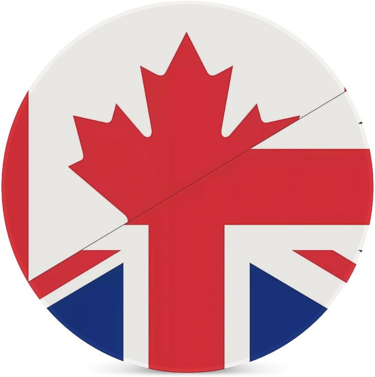 Canada UK Flag Funny Round Ceramic Coasters for Drink Absorbent Cup Holders Tabletop Protection