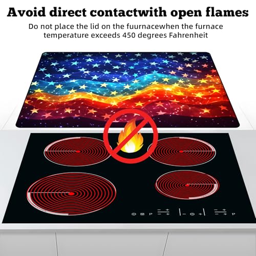 Image of Multi-Design Stove Cover for Glass /Electric Stoves - 3-in-1 Heat-Resistant Protector Mat, Non-Slip Drying Rack 28 inchx20 inch (Star Ocean)