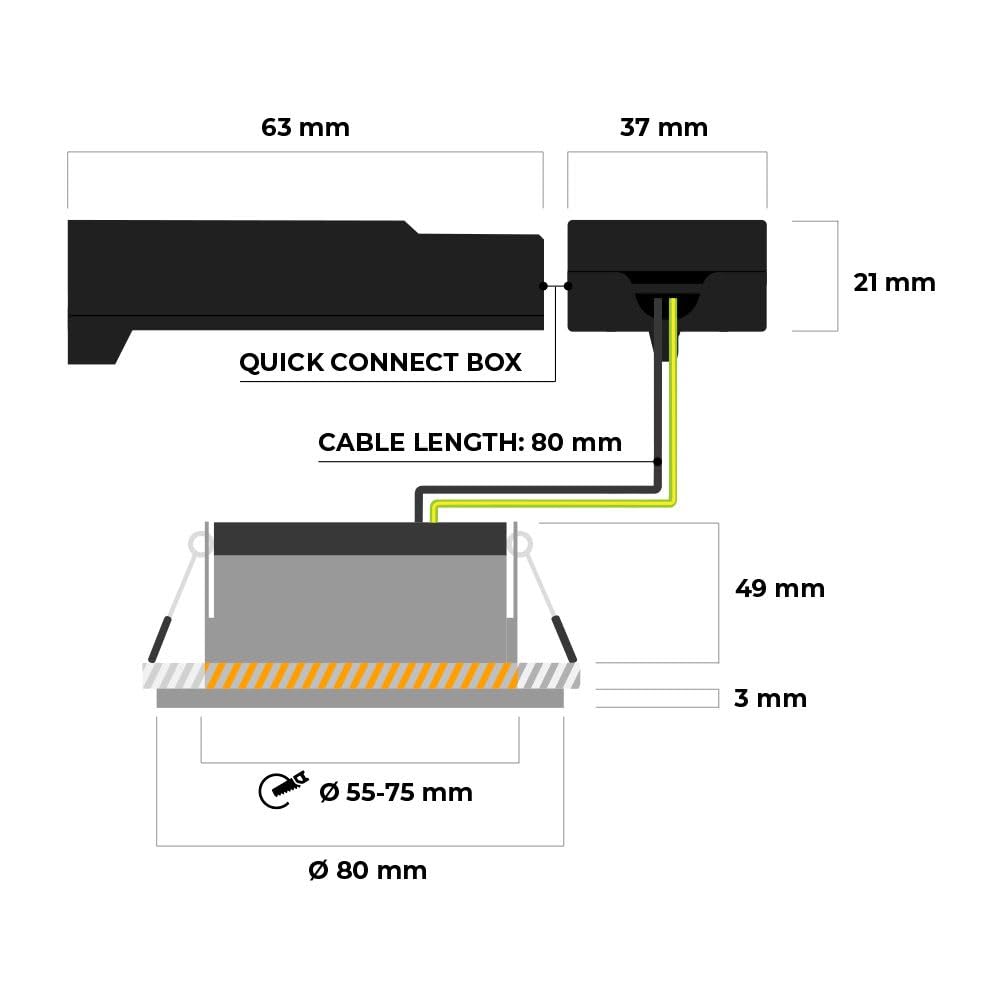 HOFTRONIC 10x Nola - LED Einbaustrahler 68mm Weiß - IP65 Wasserdicht für Außen, Dachüberstand und Bad - 5W 480lm - 2700K Extra Warmweiß - Deckeneinbauleuchte Einbauspots