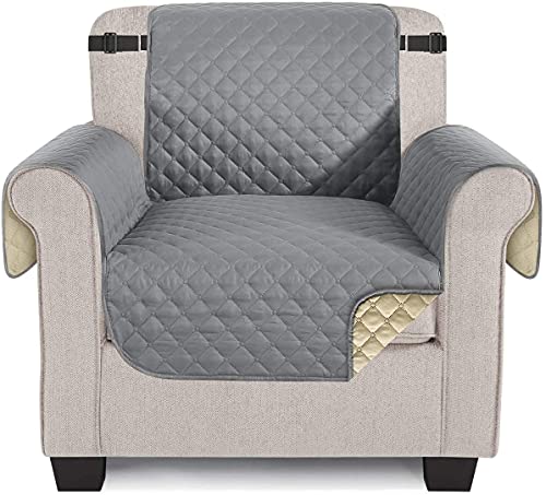 TAOCOCO Armchair Cover Chair Slipcover for Dogs, Durable Pet Cover for Chair Sofa with Elastic Straps, Anti-Skid Washable Furniture Protector Cover for Living Room Armchair (22'' Small, Light Gray)