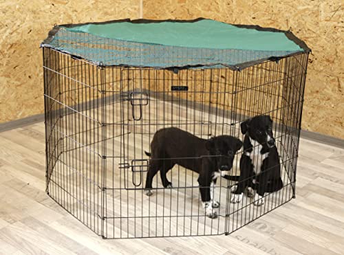 Kerbl Kleintiergehege (ø 143 cm, 8 Zaunelemente je 57 x 78 cm, Metall pulverbeschichtet, Gitterabstand 3 cm, Welpenauslauf, beliebig erweiterbar) 81715