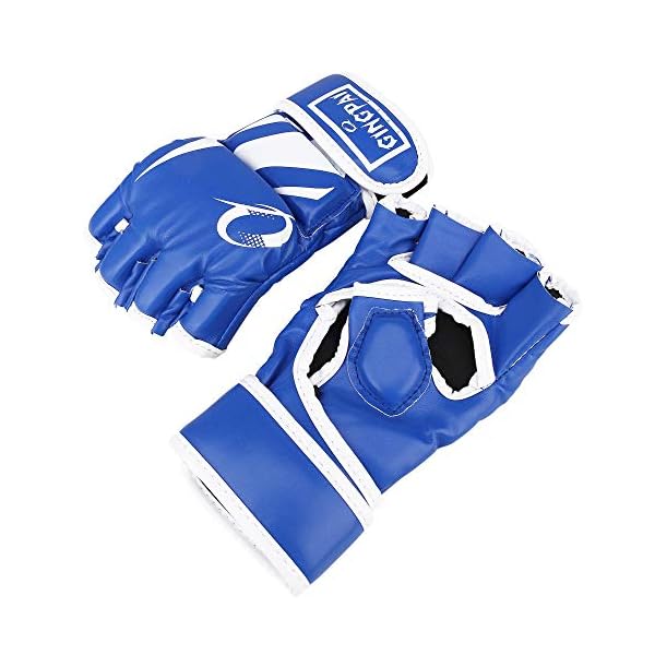 GINGPAI-Half-Training-Boxing-Mitts-Gloves-for-Men-Women-Training-Gloves-Sparring-Gloves-for-Punching-Bag-Kickboxing-Muay-Thai-MMA-UFC GINGPAI Half Training Boxing Mitts Gloves for Men Women, Training Gloves, Sparring Gloves for Punching Bag, Kickboxing, Muay Thai, MMA, UFC (Blue)