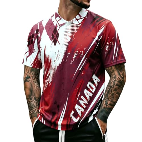 Polo homme manches courtes respirant au motif patriotique pour l'ete 2026
