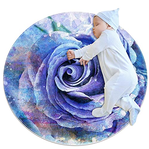 Tapis rond fleur aquarelle lavable pour protéger le sol de la buanderie
