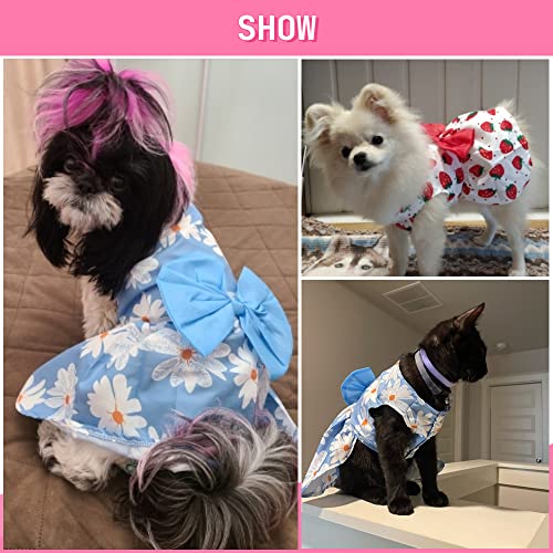 Dog Dress For Small Dogs Girl Pet Doggie Puppy Tutu Princess Flower Clothes Spring Summer,2-Pack (Blue+Red, X-Large) #TOP6