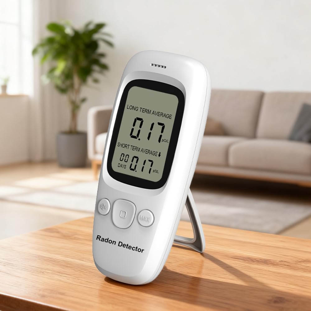 DM161 Rilevatore di Radon Monitor con display pCi/L, nero | Media a lungo e breve termine, AA o ricaricabile, leggero e portatile, uso domestico, scuola e ufficio