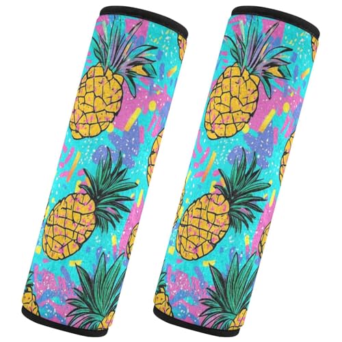 Seat Belt Covers 2 Pack Pineapple Car Seat Strap Covers Super Soft Retro Car Seat Neck Cover for Boys Girls Adults Babies M
