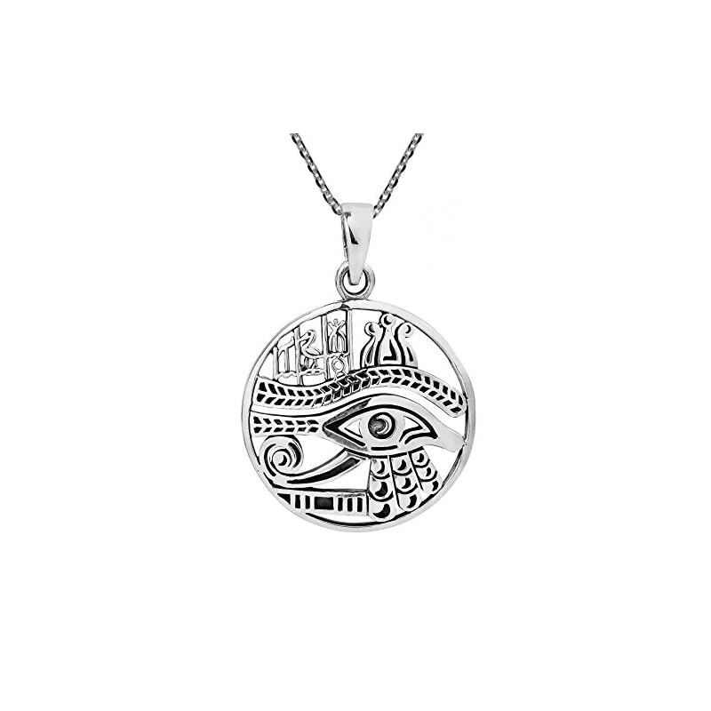 AeraVida Eye of Horus Magical Egyptian Amulet .925 Sterling Silver Necklace | Horus Magical Silver Necklace for Women | Sterling Silver Necklace | Egyptian Amulet Silver Necklace for Women