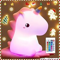Unicorn Gifts for Girls, 16 Colours+Remote Control+Silicone+Dimmable+12H Use Kids Night Light Kids, Baby Night Light Newborn Bedroom Lamp,Unicorn Toys for Girls Bedroom Accessories Princess Toys