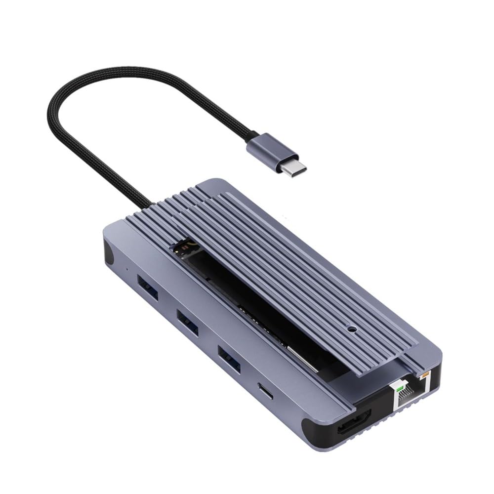 12 w 1 M.2 SSD USB C HUB 12 w 1 SSD USB C HUB stacja dokująca 4K 60Hz/RJ45 1000 Mbps/PD100W/USB3.0 5 Gb/s typ C Hub do laptopa PC