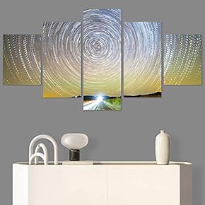 SIGNWIN 5 Panel Canvas Wall Art Aerial Astronomy...