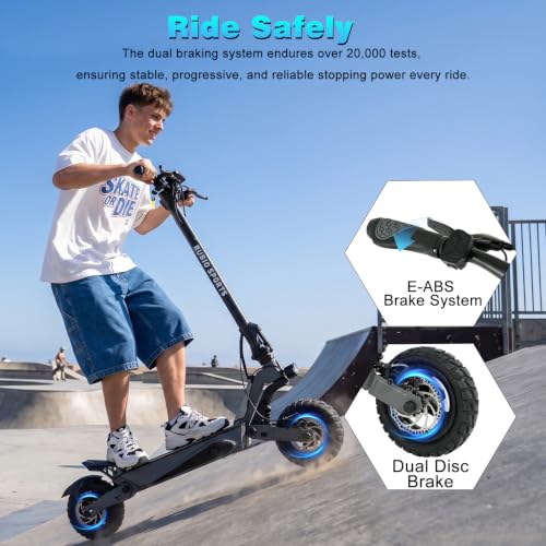 Image of Fast Electric Scooter Adults, 1200W /5600W Off Road E Scooter, 35 /50 Miles Long Range, 35 /50 MPH Top Speed, 10 /11 inch Tires, Foldable Kick Scooter for Adults and Teens with Dual Suspension