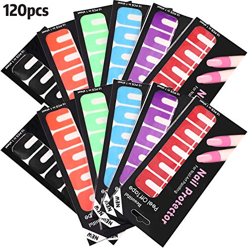 120 Pieces Peel Off Nail Stickers Tape Spill-Proof Stickers Plastic Nail Polish Protector